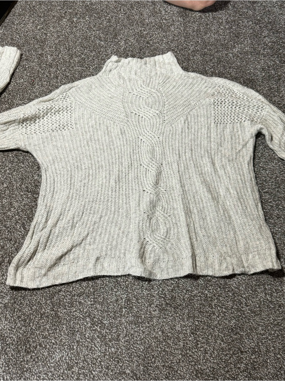 Maurices Cream Cable-Knit Mock Neck Sweater